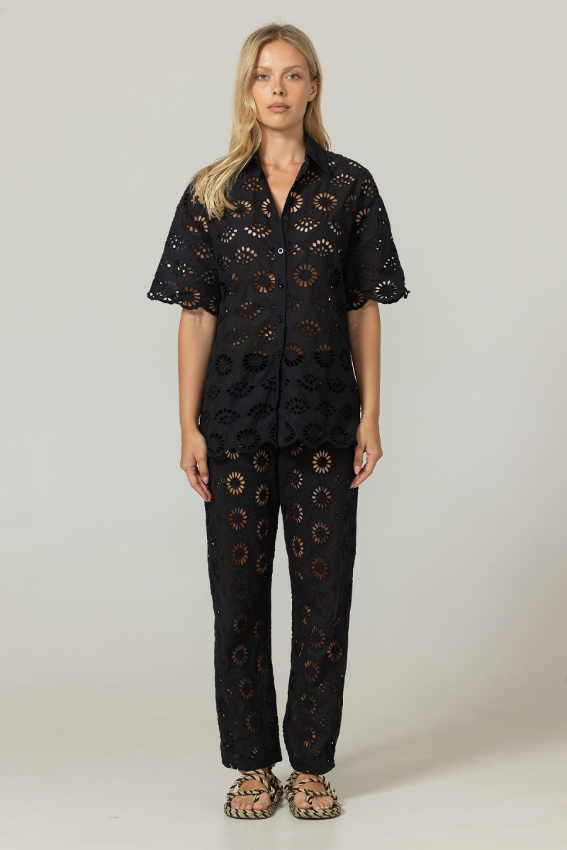 Pantalon Sorbet - Broderie anglaise - 100% coton - Miss June Paris - 8