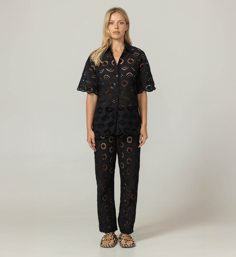 Pantalon Sorbet - Broderie anglaise - 100% coton - Miss June Paris - 8