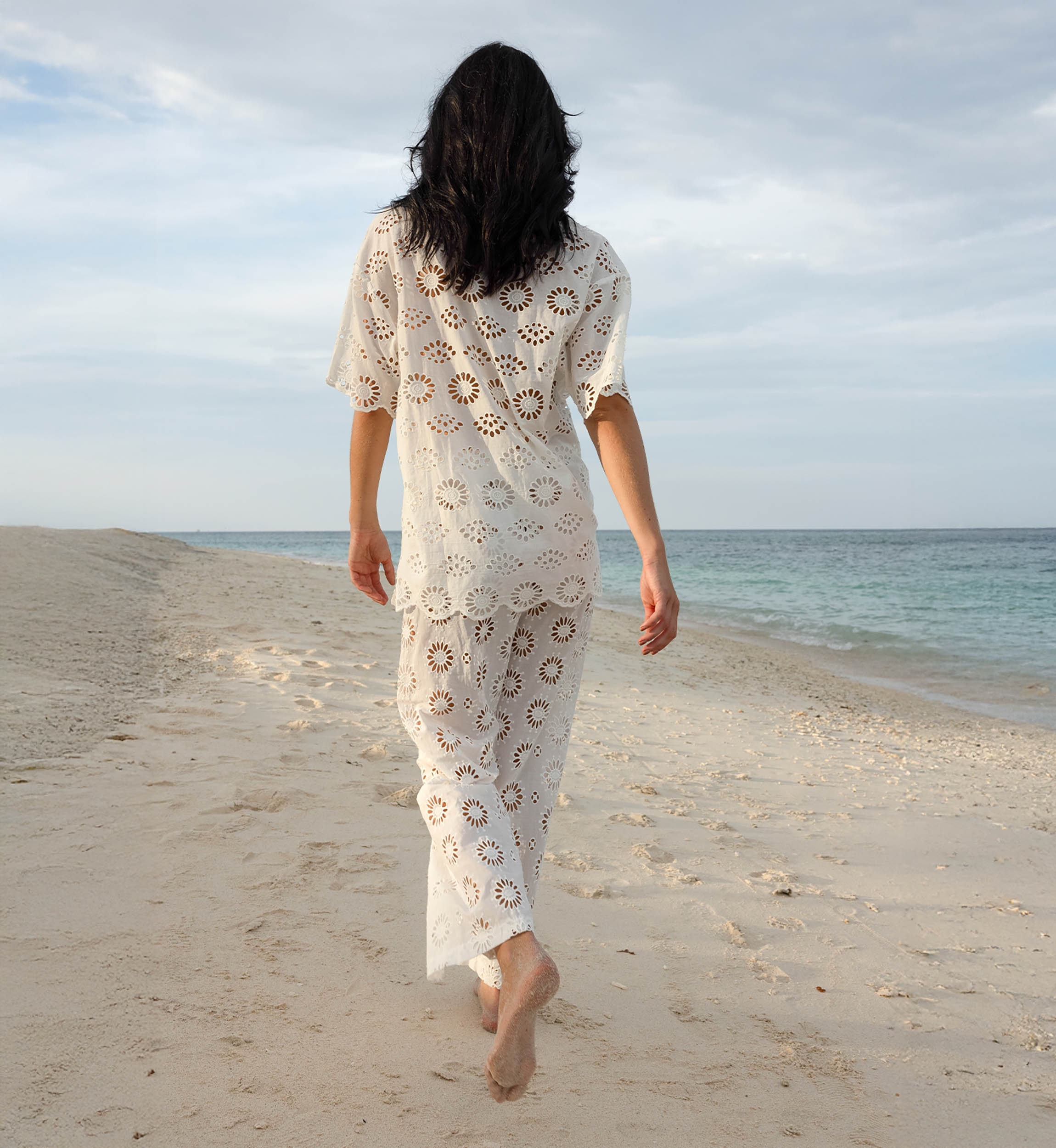 Pantalon Sorbet - Broderie anglaise - 100% coton - Miss June Paris - 2