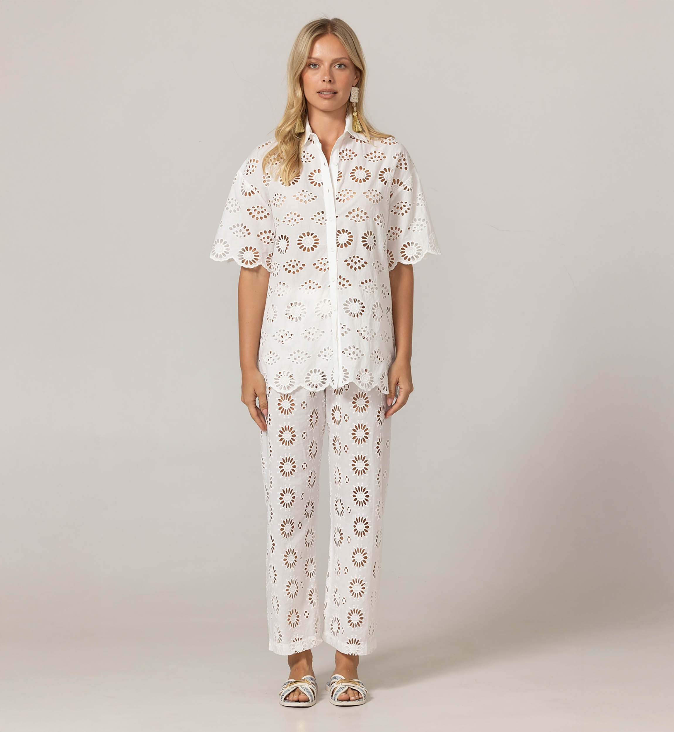 Pantalon Sorbet - Broderie anglaise - 100% coton - Miss June Paris - 3