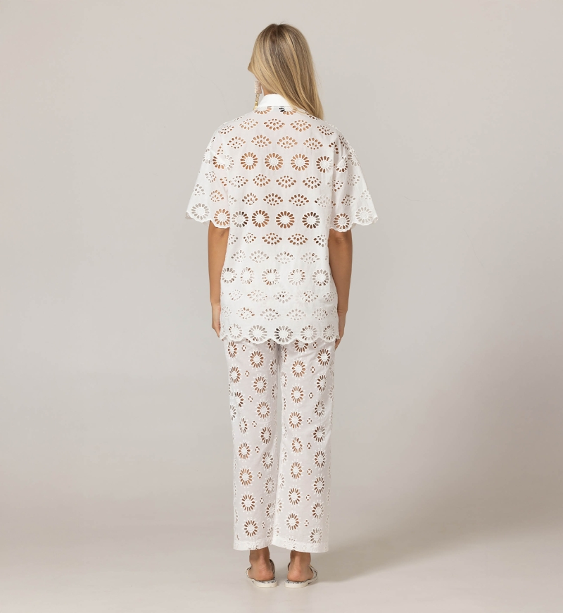 Pantalon Sorbet - Broderie anglaise - 100% coton - Miss June Paris - 4