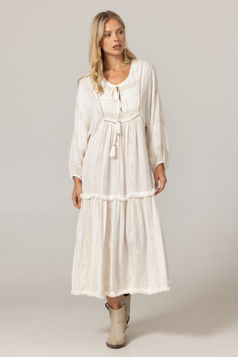 Vestido Largo Bree - Viscosa y Poliéster Metálico - Miss June Paris - 3
