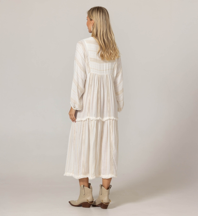 Vestido Largo Bree - Viscosa y Poliéster Metálico - Miss June Paris - 4