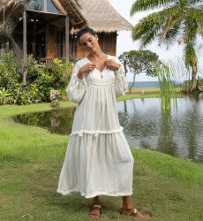 Bree Long Dress -  Viscose and Metallic Polyester - Miss June Paris - 2