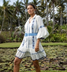 Vestido Corto Bellerose - 100% Velo de Algodón con Encaje - Miss June Paris - 1