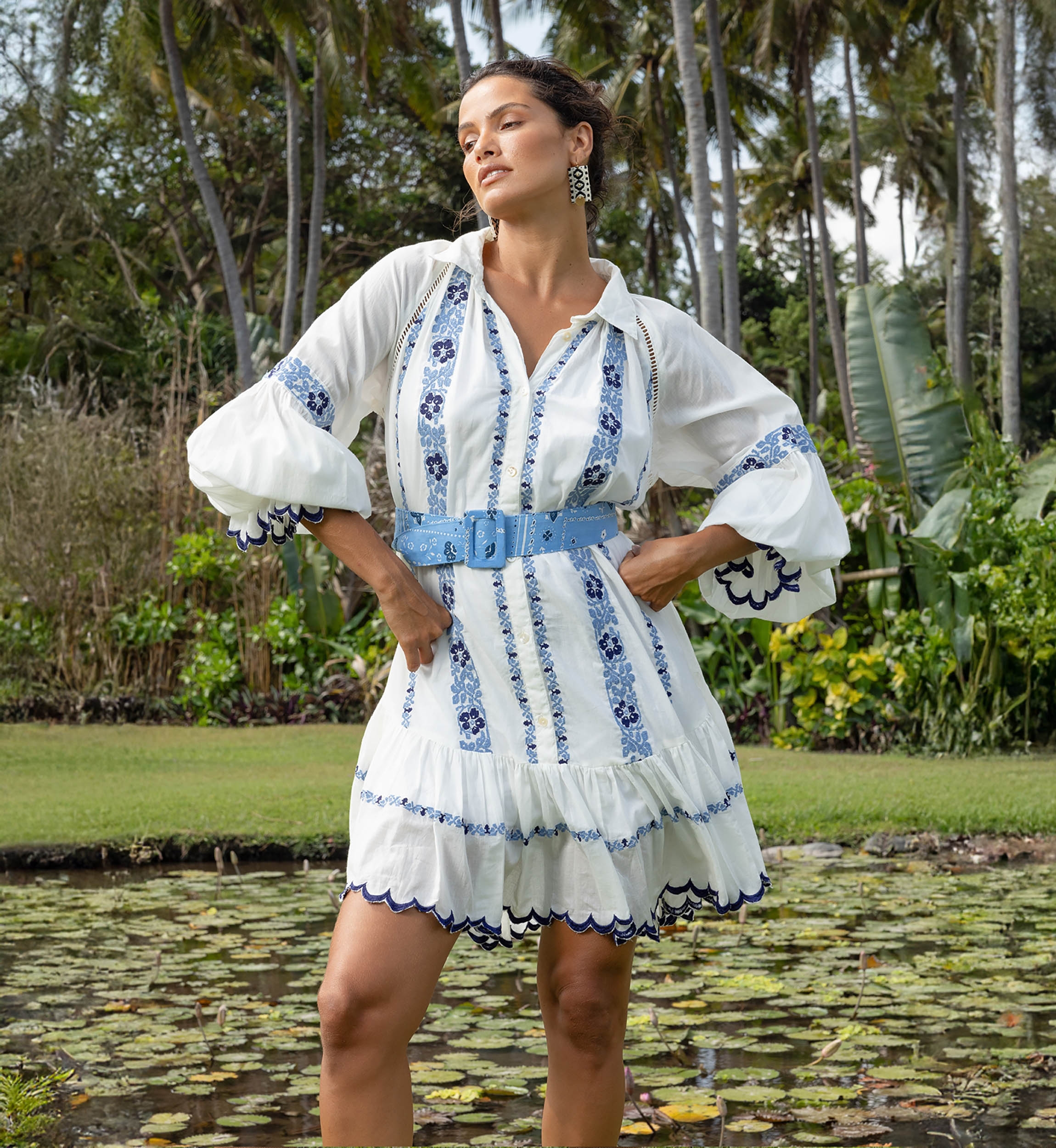 Vestido Corto Bellerose - 100% Velo de Algodón con Encaje - Miss June Paris - 2