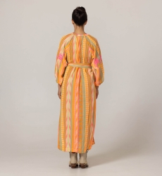 Robe longue Aiden - ornée de broderies - 100% coton - ceinture assortie - Miss June Paris - 4