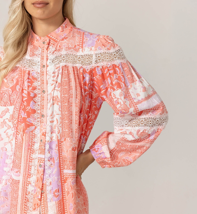 Gianna Shirt - Delicate floral patterns - 100% viscose - Miss June Paris - 5
