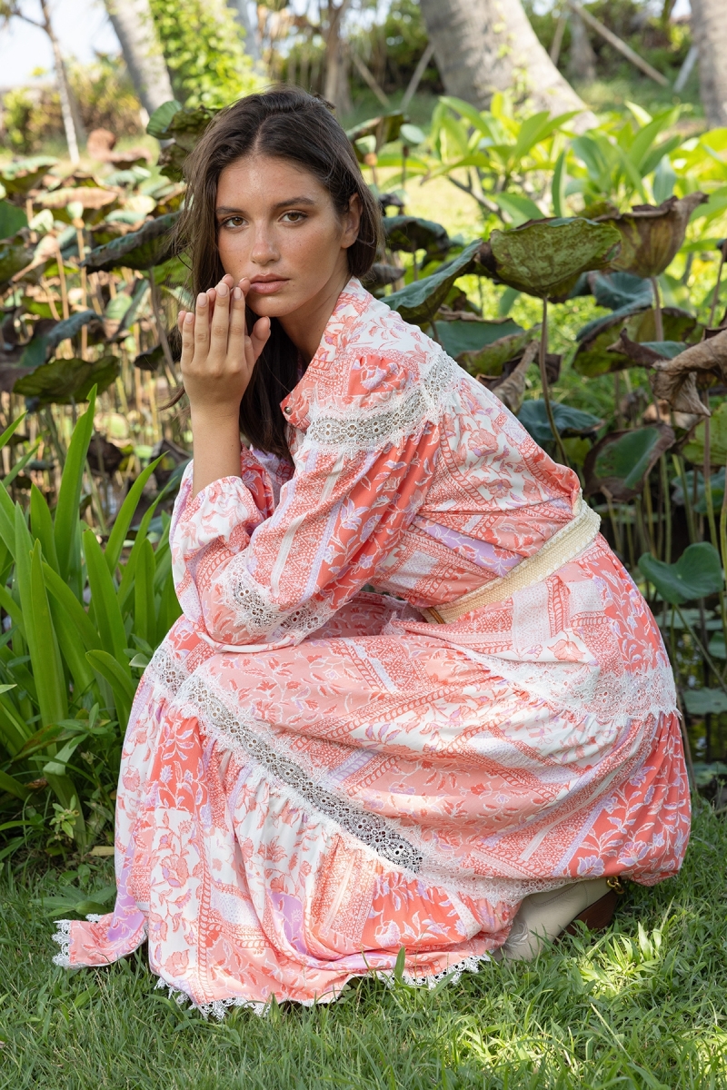 Robe longue Gwen - Motifs fleuris - 100% viscose - 2