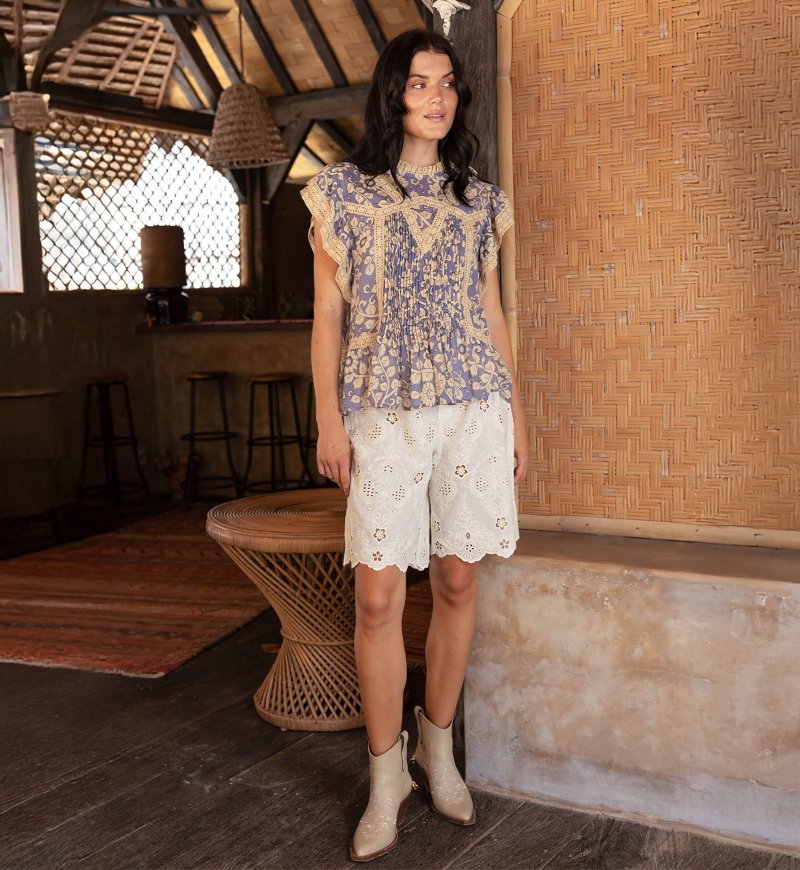 Blouse Kira - Motifs floraux - 100% voile de coton - Miss June Paris - 2