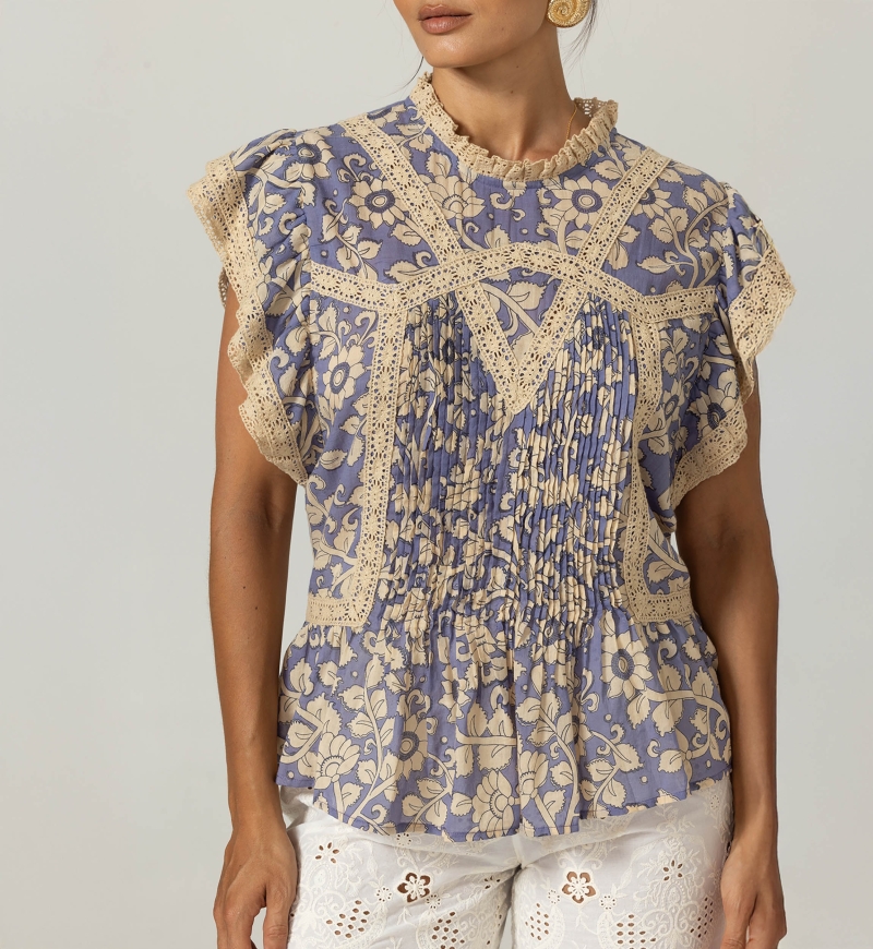 Kira Blouse - Floral Patterns - 100% Cotton Voile - Miss June Paris - 5