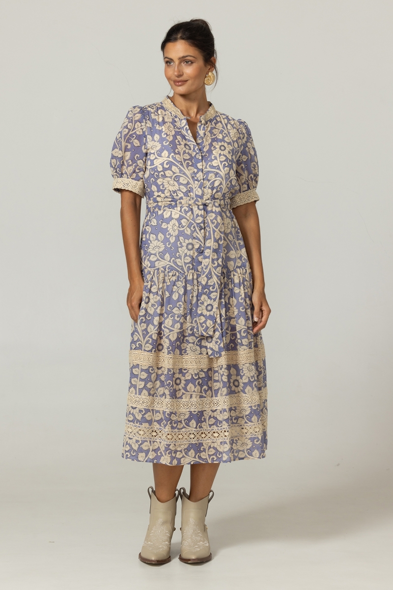 Robe longue Lana - Motifs floraux - 100% voile de coton - Miss June Paris - 3