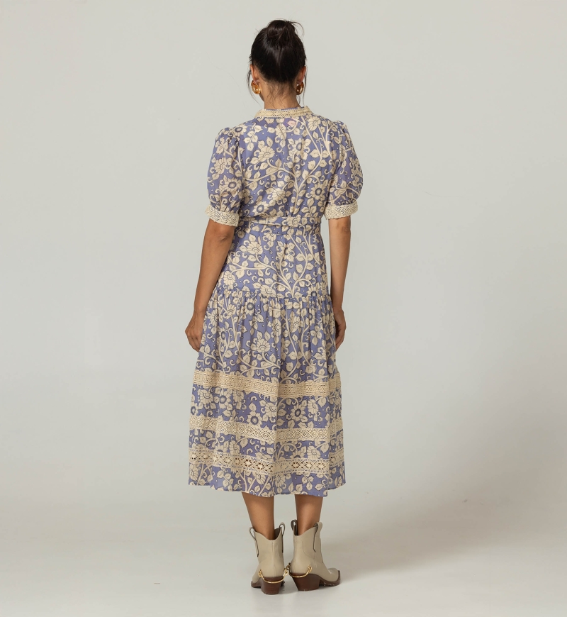 Vestido largo Lana - Estampado floral - 100% voile de algodón - Miss June Paris - 4