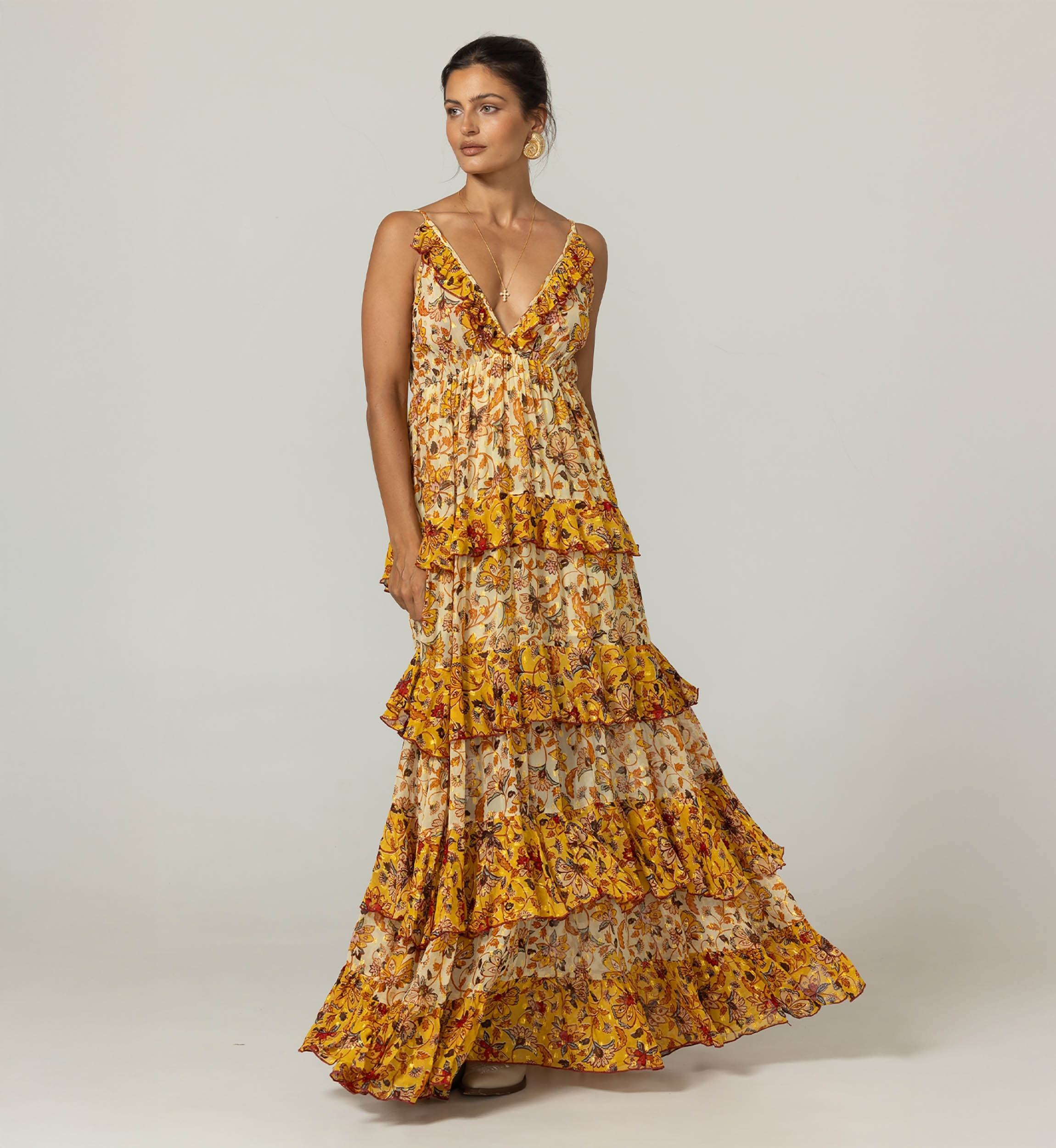 Robe longue Pippa - Motifs floraux - Bretelles ajustables - Miss June Paris - 3