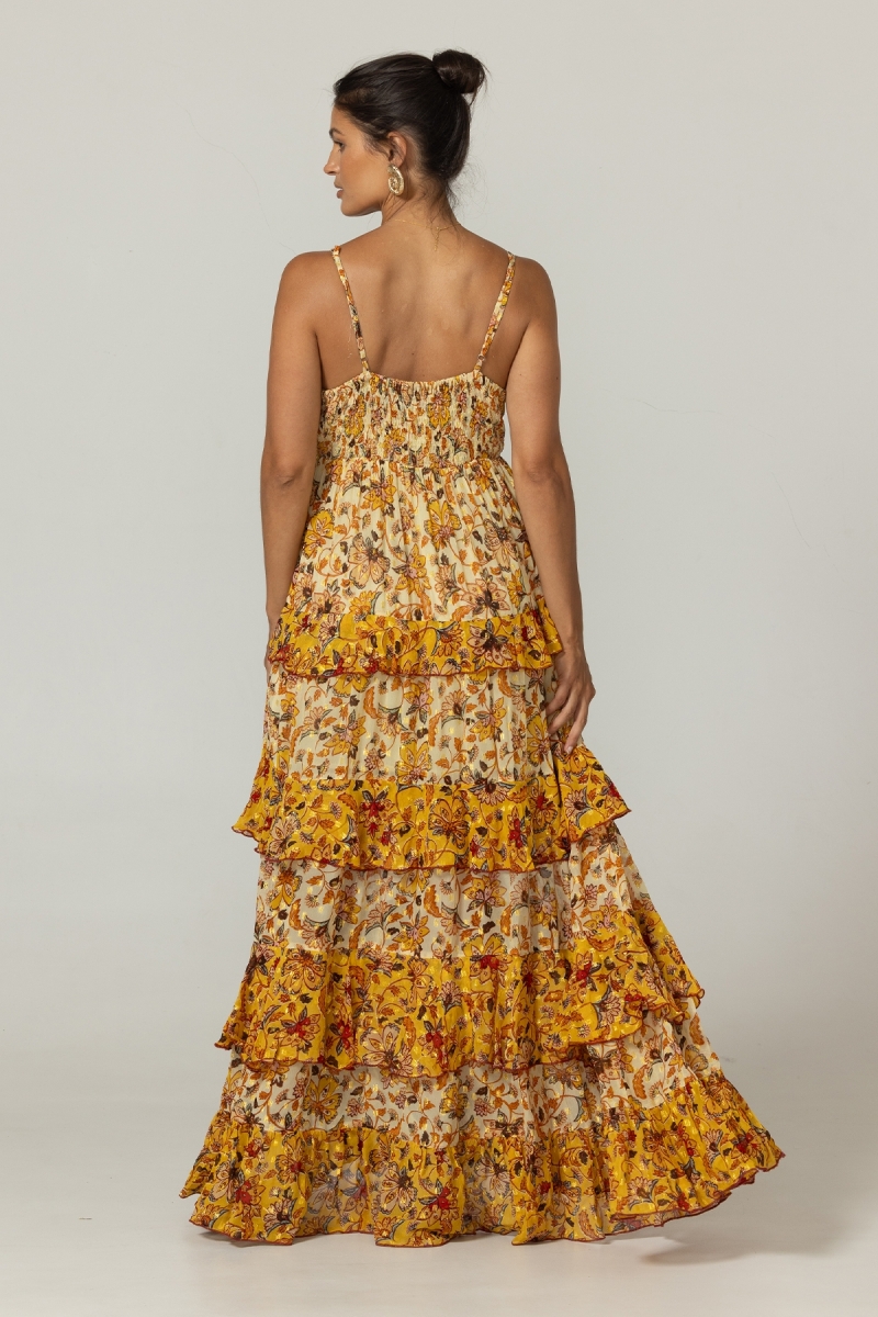 Robe longue Pippa - Motifs floraux - Bretelles ajustables - Miss June Paris - 4