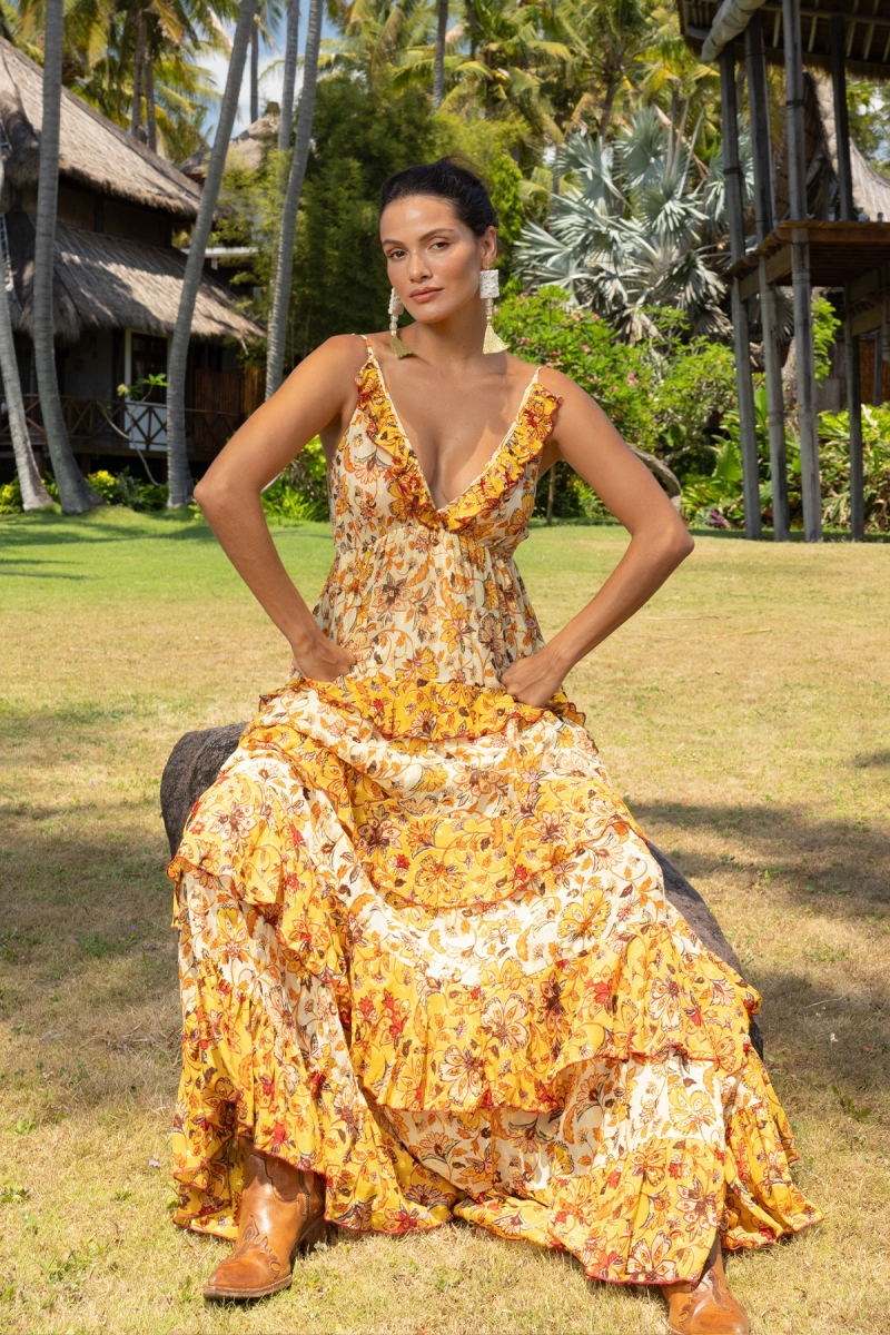 Vestido Largo Pippa - Estampado Floral - Tirantes Ajustables - Miss June Paris - 2