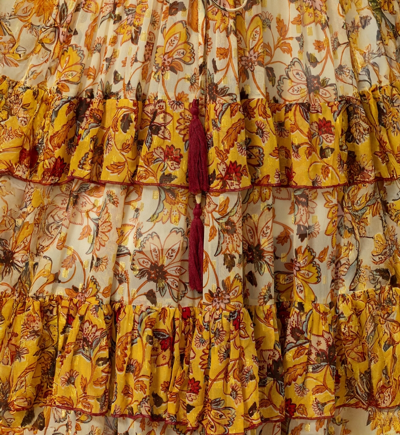 Robe longue Raya - Lien à nouer - Volants aériens - Motifs floraux - Miss June Paris - 5