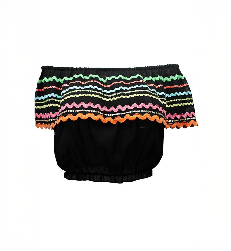 top BLOOM - épaules dénudées -manche courte - bohème coton - Miss June Paris - 4