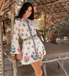 Nell Short Dress - 100% Cotton Voile with Lace - Miss June Paris - 1