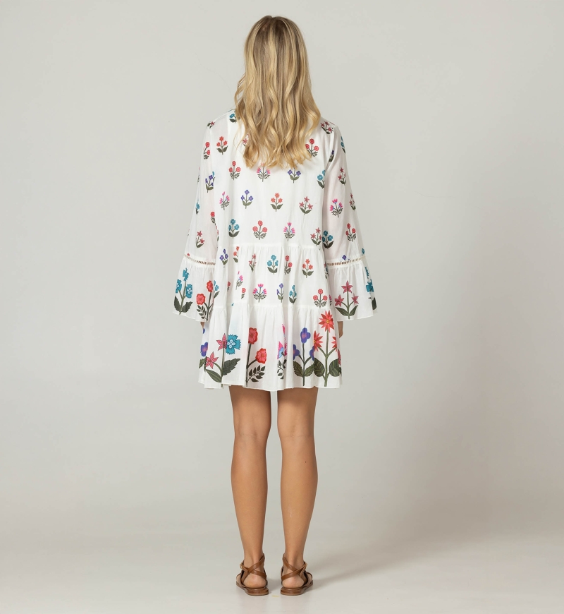 Nell Short Dress - 100% Cotton Voile with Lace - Miss June Paris - 4