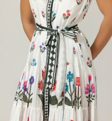 Vestido Largo Miri - 100% Velo de Algodón con Encaje - Miss June Paris - 5