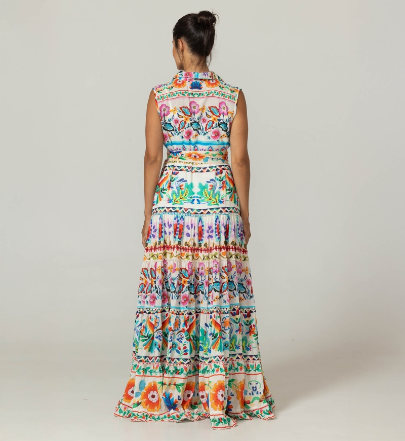 Vestido Largo Neela - - 100% Velo de Algodón con Encaje - Miss June Paris - 4