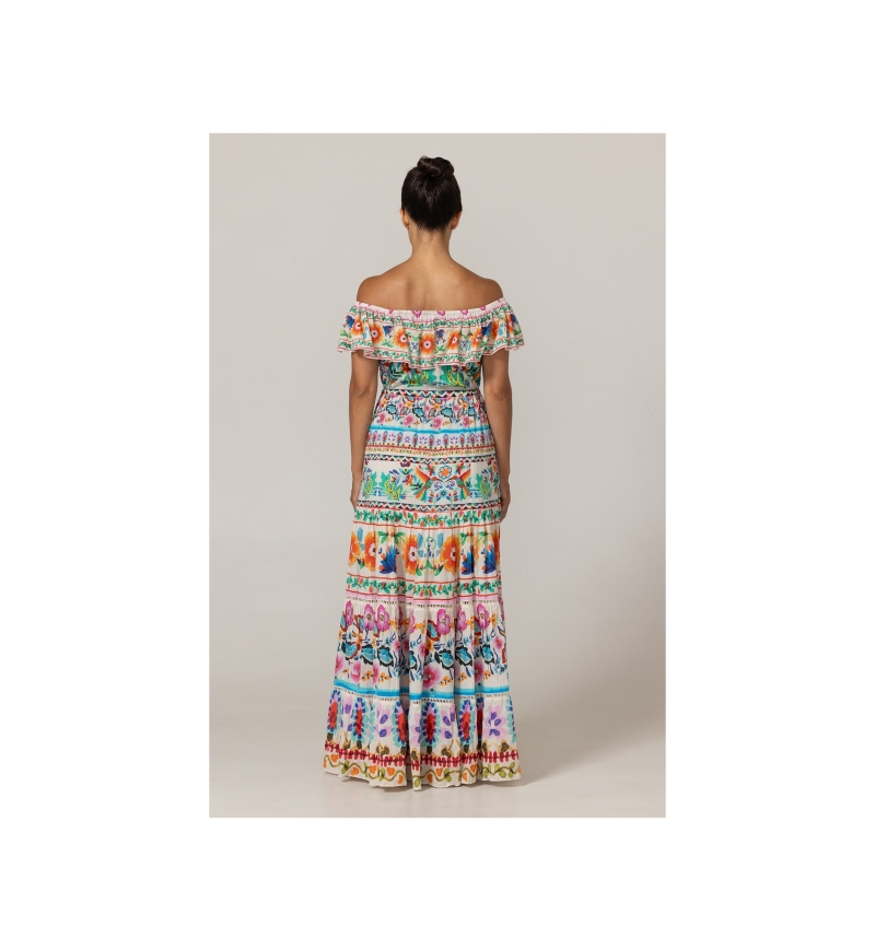 Yalla Long Dress - 100% Cotton Voile with Lace - Miss June Paris - 4