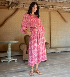 Felicity Long Dress - 100% Cotton Voile with Lace - Miss June Paris - 2