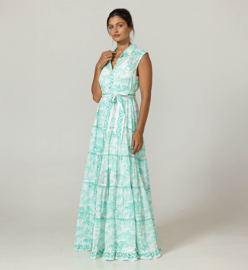 Gabie Long Dress - 100% Cotton Voile with Lace - Miss June Paris - 3