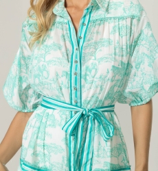 Elma Short Dress - 100% Cotton Voile with Lace - Miss June Paris - 5