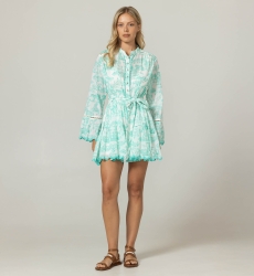 Soa Short Dress - 100% Cotton Voile with Lace - Miss June Paris - 3