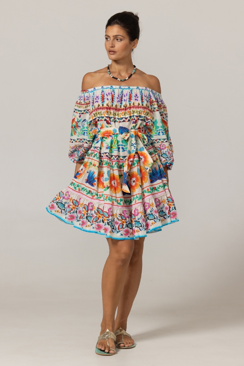 Vestido Corto Dalia - 100% Velo de Algodón con Encaje - Miss June Paris - 3