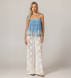 Camiseta Sin Mangas Sunset - Crêpe de Viscosa Bordado - Miss June Paris - 3