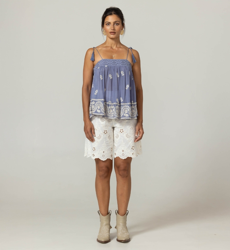 Débardeur Sunset - Crépon viscose brodé  - Miss June Paris - 8