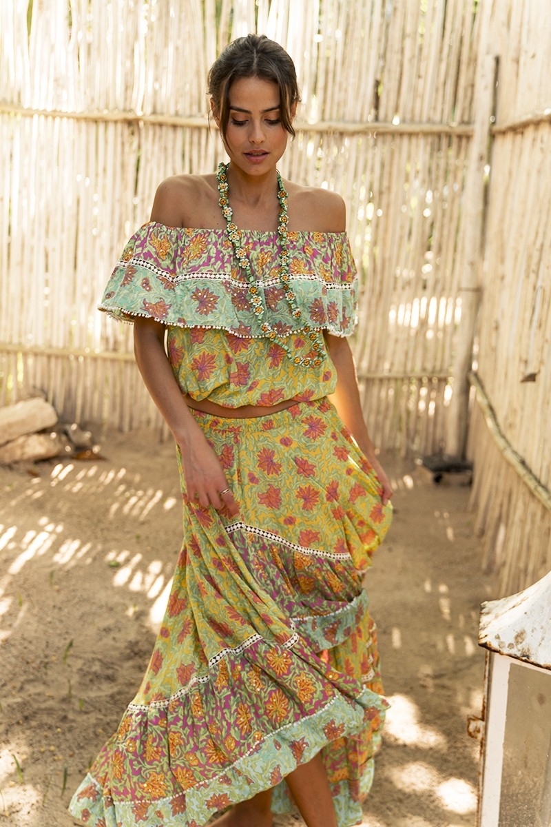 HOLLA Top – Floral Print – Short Sleeve – Bohemian – Miss June Paris – 1