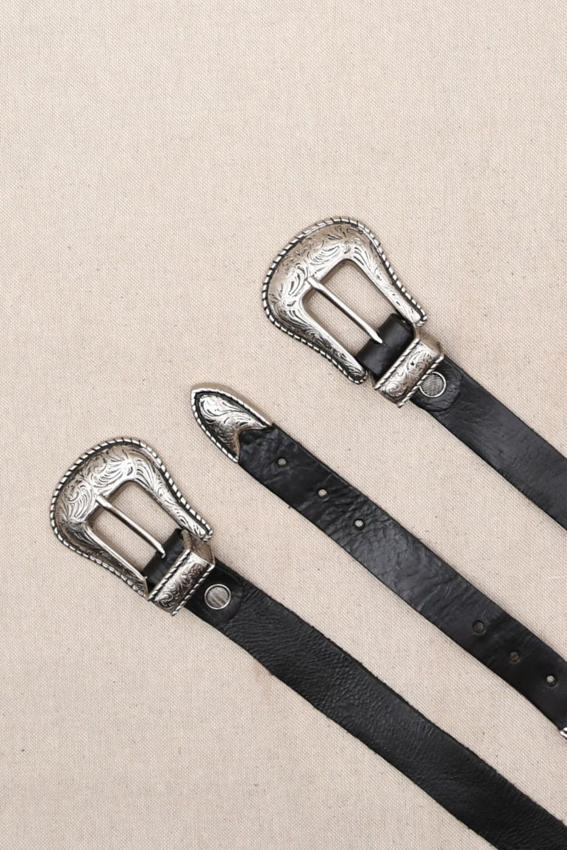 Montana Black Leather Belt - Miss June Paris - 1