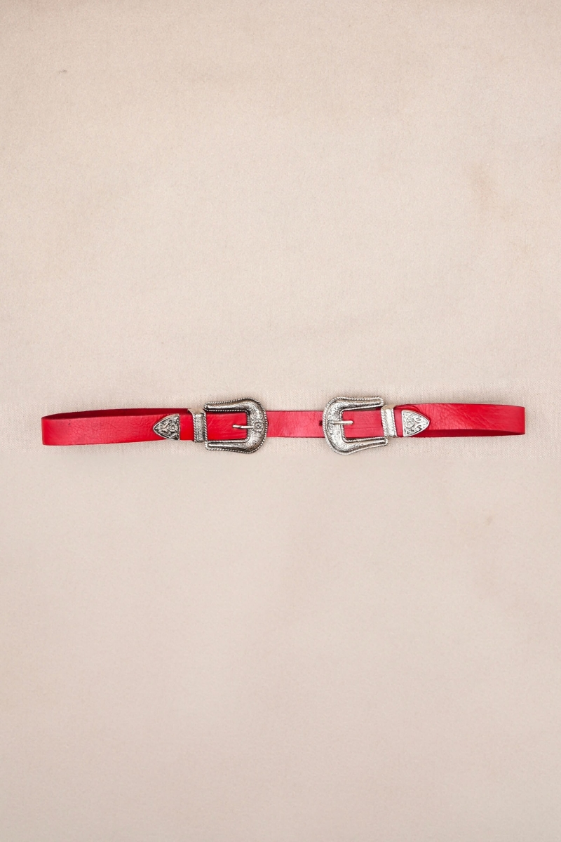 Montana Red Leather Belt - Miss June Paris - 3