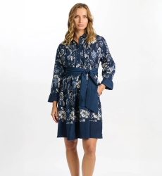 vestido corto azul floral manga corta  VIOLA - Miss June