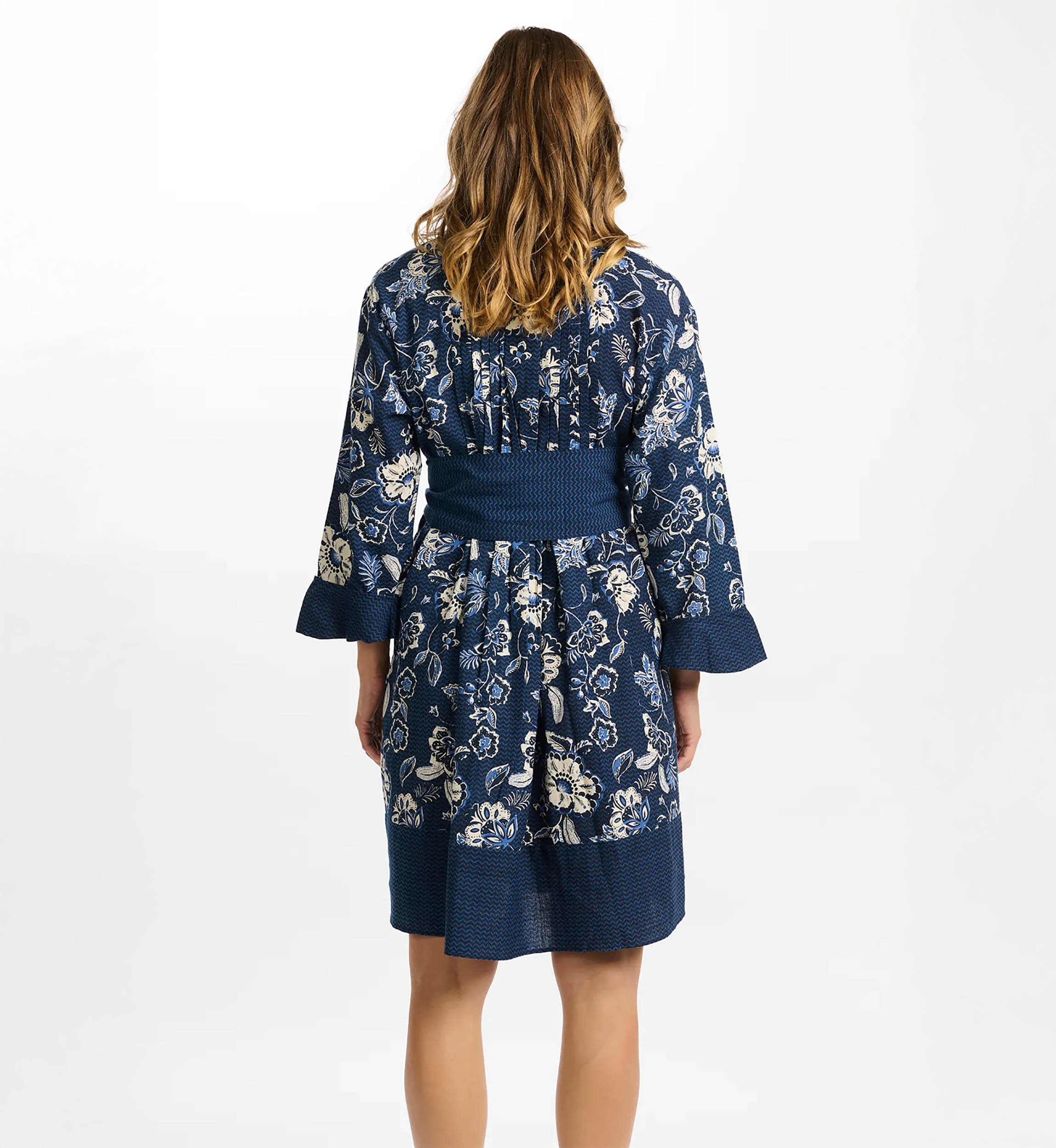 vestido corto azul floral manga corta  VIOLA - Miss June