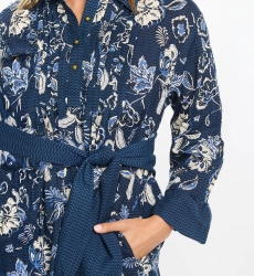 long sleeve floral blue short dress VIOLA - Miss June