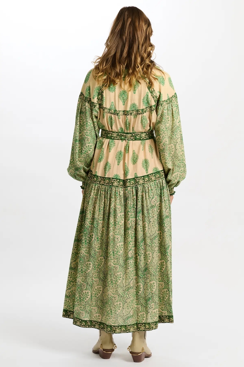 vestido largo verde bohemio manga larga ISABELA - Miss June