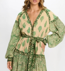 long sleeve bohemian green long dress ISABELA  - Miss June