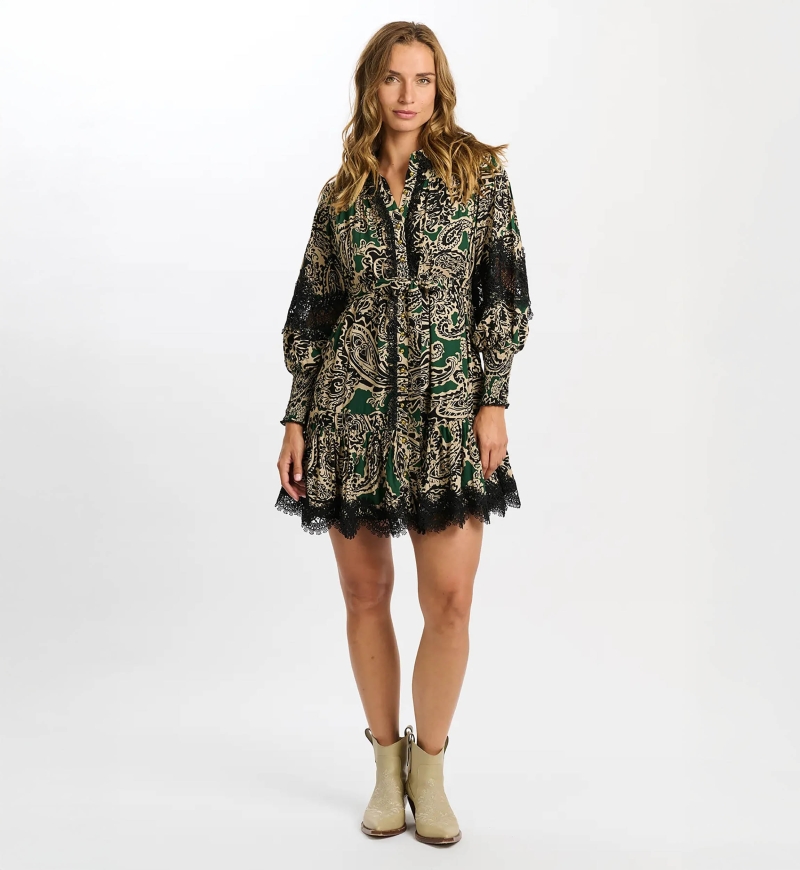 long sleeve bohemian chic short dress LUCINA - Miss June