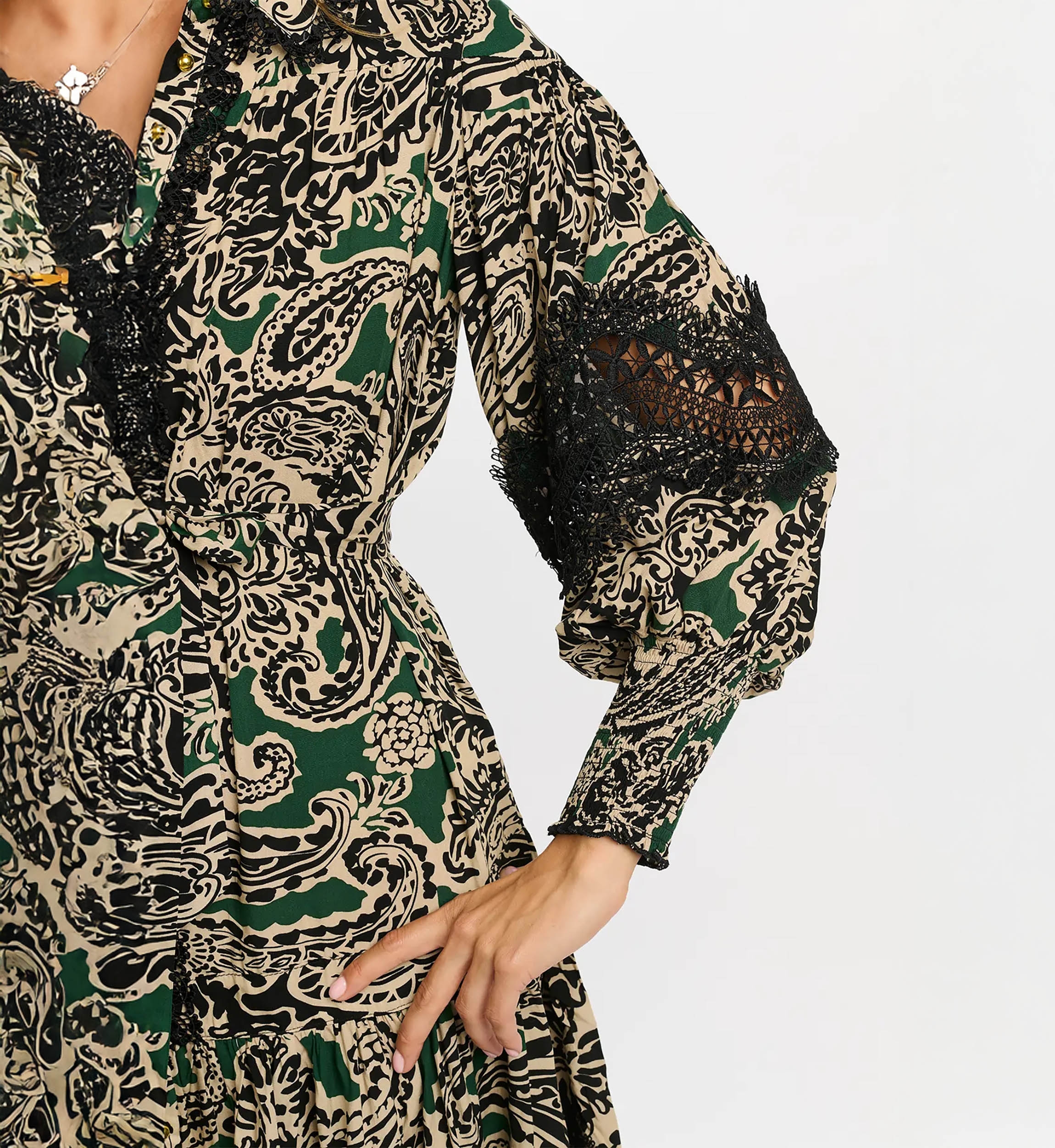 long sleeve bohemian chic short dress LUCINA - Miss June