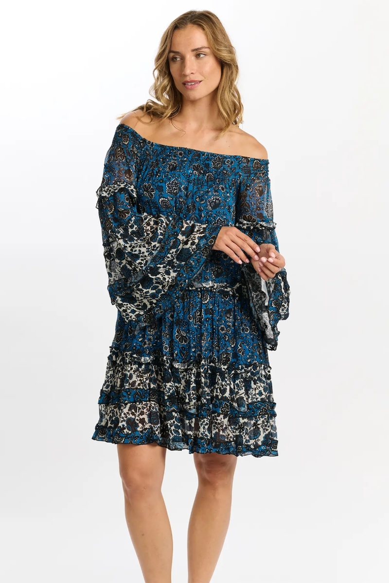 vestido corto floral manga larga TORINA - Miss June