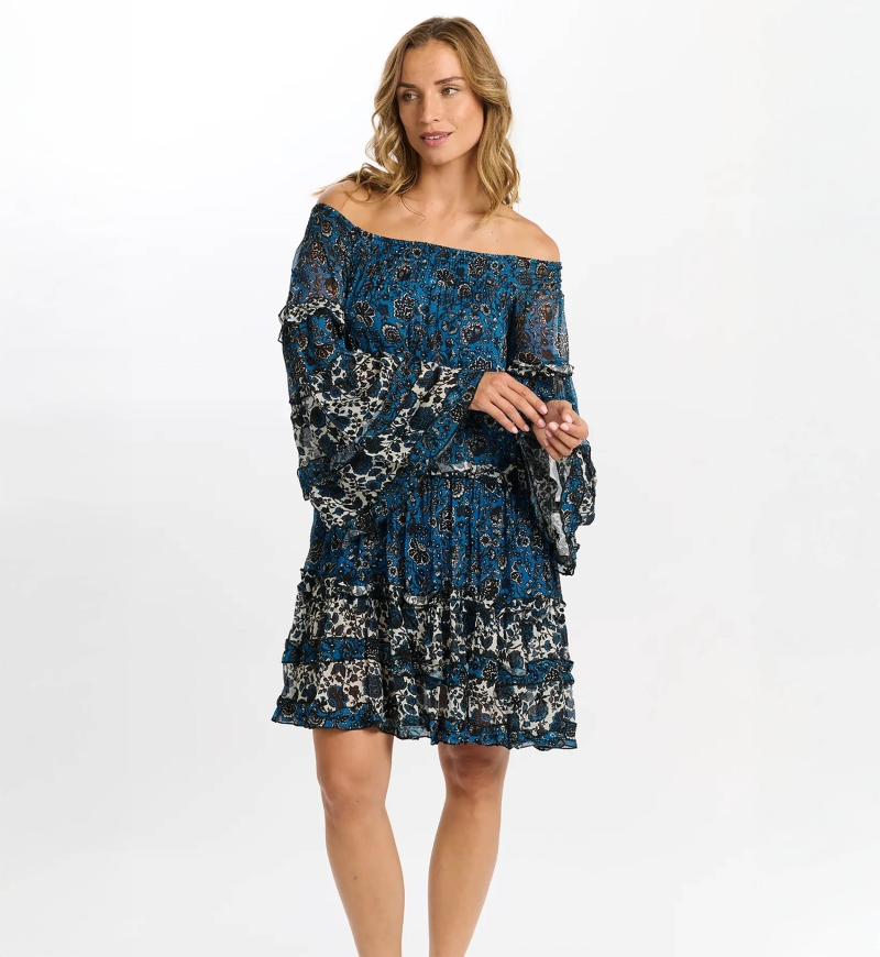 robe courte manche longue fleurie TORINA - Miss June