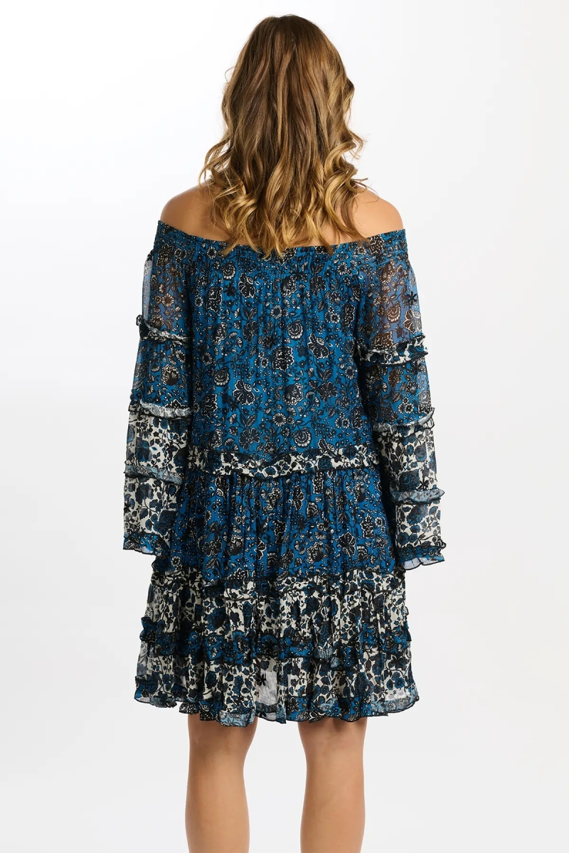 long sleeve floral short dress TORINA - Miss June
