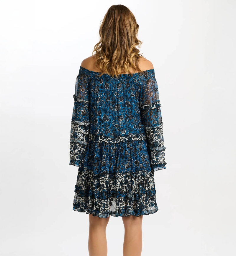 vestido corto floral manga larga TORINA - Miss June