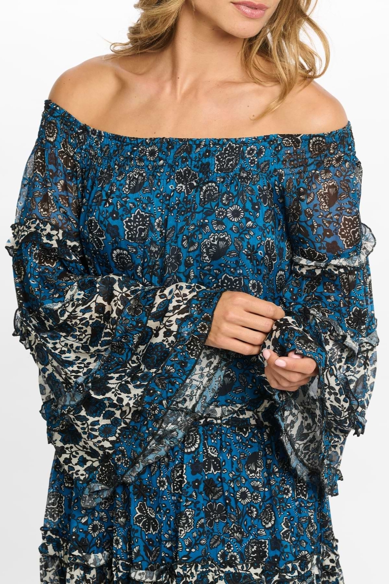 robe courte manche longue fleurie TORINA - Miss June