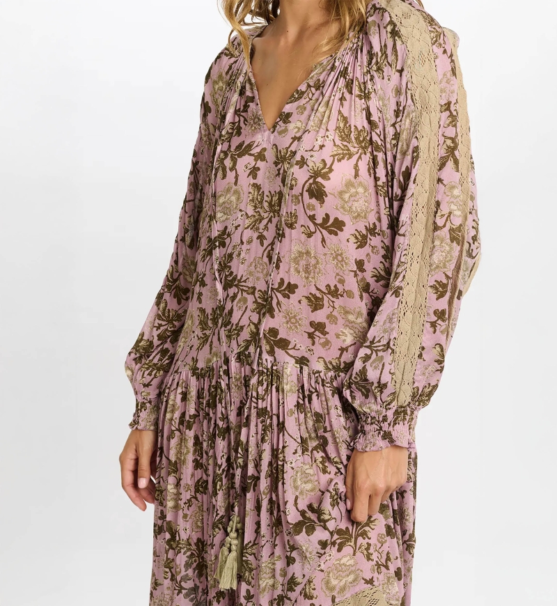 robe longue manche longue fleurie CAPUCINE - Miss June